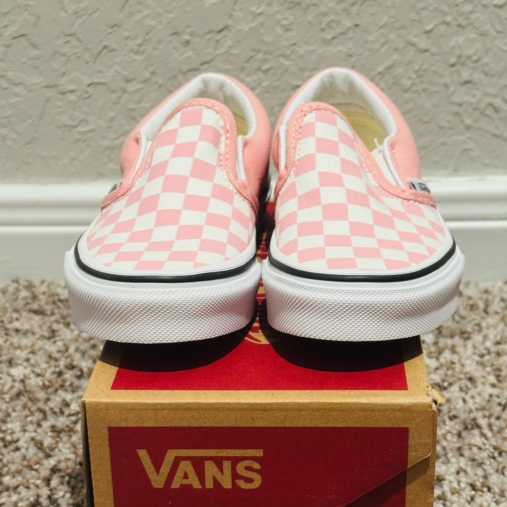 Vans Pink and White Checkered Slip-Ons